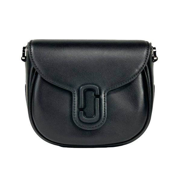 NEW W/ DUSTABG Marc Jacobs The Covered J Marc Saddle Bag Crossbody Black Leather - Picture 3 of 9
